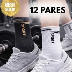 Kit 12 Pares Meia Esportiva Masculina Tamanho Unico Cano Longo com Cores Variadas Tamanho Unico