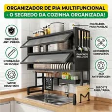 Escorredor à prova de poeira com porta de armári de Cozinha Grande Capacidade com Suporte para Talheres e Tábuas