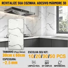 Kit 10/20/30/50 Placas Adesivo De Parede Mármore 3D 30cmx60cmx2.5mm Papel De Parede Autocolante Impermeável