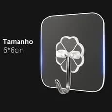 Gancho Adesivo Invisível 60mm Reforçado-Reutilizável, Ideal para Cozinha, Banheiro e Organização de Parede