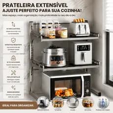 Suporte De Microondas E Forno Elétrico De Parede Ajustável Extensível Reforçado Organizador De Cozinha Aço