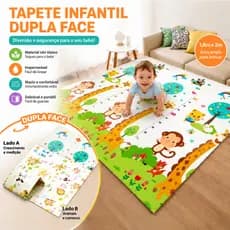 Tapete Tatame Infantil 200 x180cm x7mm Bebê Dupla Face Dobrável Impermeável Antiderrapante