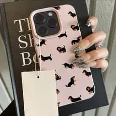 Minimalista Dachshund Branco Fosco Caso Para iPhone 17 16 15 14 13 12 11 Pro Max Plus Capa normal