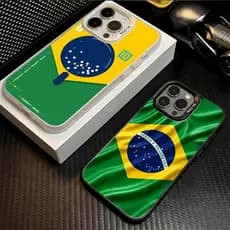 Capinha iphone 17/16/15/14/13/12/11 Pro max Capa para celular com a bandeira do Brasil e o craque do futebol número 10