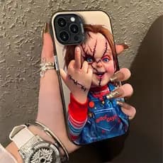 Não amarela Capinha para iPhone 17 Pro Max&SAMSUNG S24 Capa Chucky Boneco do Mal Metal Fosco Colorido Anti-Derrapante