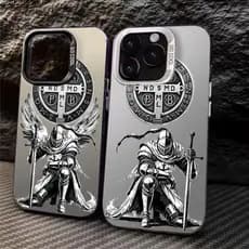 Capinha para iPhone 11/12/13/14/15/16/17 Pro Max Capa para celular Ordem de São Bento Cavaleiro Anjo