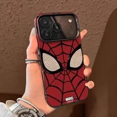 Textura metálica premium Capa prateada para iPhone 17 PRO MAX 11 15 PRO Homem-Aranha da Marvel