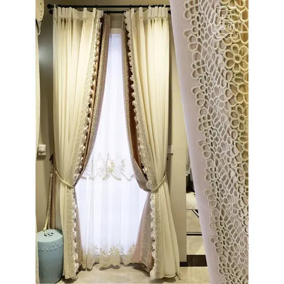 Katin luz luxo moderno americano francês gaze cortina sala de estar estudo sala jantar divisória gaze cortina rosa Black