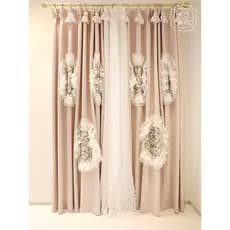 Luz de luxo creme estilo coreano estilo Pastoral engrossado Chenille luz rosa princesa quarto grande redondo flor cortin