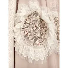 Luz de luxo estilo creme francês rosa Chenille Blackout quarto princesa cortina grande flor renda rosa diamante renda
