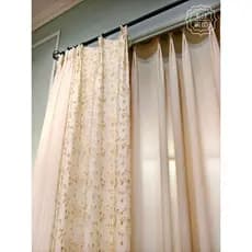 Cortinas brancas cremosas estilo creme francês com gaze bordada rosa, cortinas Blackout integradas para quarto e sala de
