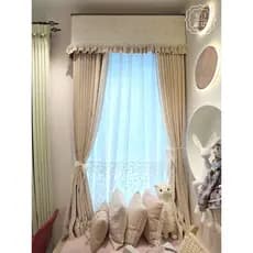 Katin creme estilo princesa rosa engrossado fio de Chenille tingido sombreamento quarto filha cortina pétala gaze de lan
