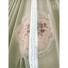 Luz de luxo estilo creme francês verde Chenille Blackout quarto princesa cortina trevo de quatro folhas renda rosa diama