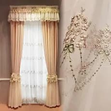 [Katin] Pequeno Americano Francês Estilo Coreano Pastoral Princesa Estilo Rosa Saia Dupla Quarto Blackout Hem Cortina de