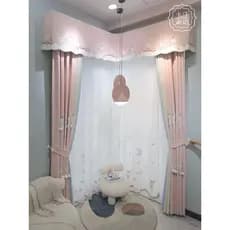 Simples e moderno rosa quarto das crianças da filha princesa quarto dos desenhos animados coelho cortina engrossado Blac