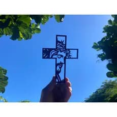 Decoração Jesus Cristo Crucifixo Religioso-Design minimalista Moderno Cor PRETA