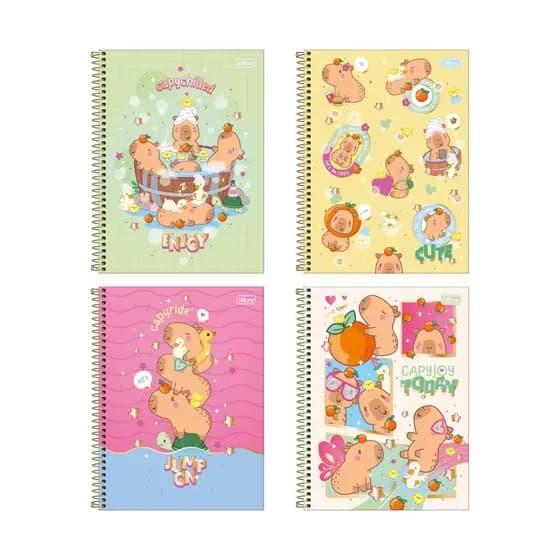 Caderno Universitário Tilibra Capyclub Capivara 1 Matéria 80 Folhas