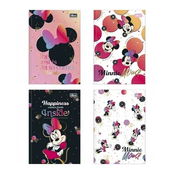 Caderno Brochura Tilibra 1/4 Pequeno Minnie 80 Folhas Capa Dura