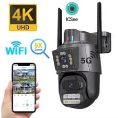 KAISAQ 4K 6MP Câmera de Segurança 2 Lentes Com Audio e Microfone Câmera 355 Graus Wifi
