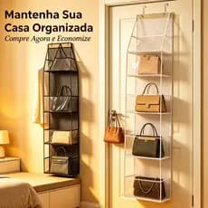 Organizador De Bolsa Suspensa Sobre A Porta , 6 Compartimentos Transparentes