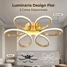 Luminária de Teto Design Flor Moderna 3 Cores Para Sala e Quarto