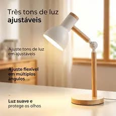Luminária de Mesa LED Multiuso 3 Tons Luz Anti-Fadiga Ocular Ajuste Angular Casa Trabalho