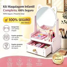 Kit Maquiagem Infantil Completo Com Espelho e Acessórios Não Tóxico