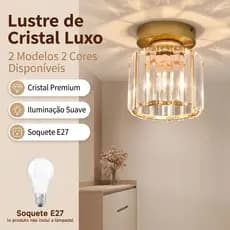 Luminária de Teto Cristal LED Moderna, 3 Cores Bivolt 85V-256V para Corredor e Varanda