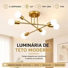 Luminária de Teto Moderna Bivolt Soquete E27 Fácil Instalação Decoração Elegante para Sala e Quarto