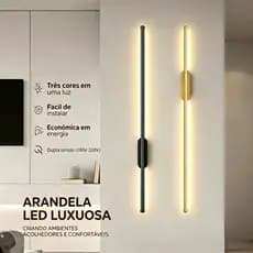 Arandela LED Linear Dourada | Design Nórdico Minimalista para Corredor e Quarto