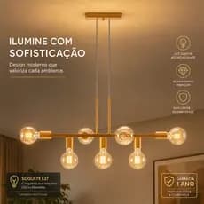 Luminária Pendente Linear Moderna E27 Soquete Bivolt 110V-220V Ideal Para Sala De Estar E Cozinha
