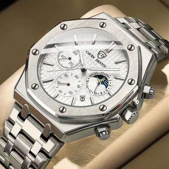 Relógio masculino relógio masculino banda de aço multifuncional relógio à prova dwaterproof água moda Dial relógio quart
