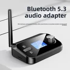Com tela de fibra óptica Coaxial Bluetooth 5.3 adaptador transmissor receptor áudio com cartão TF MP3 Player um para doi