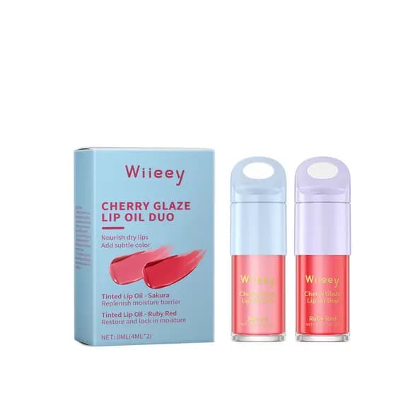 Conjunto de esmalte labial colorido hidratante Wiieey, renderização suave de cores, hidratante, nutritivo, iluminador, c