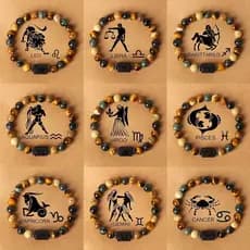 Pulseira de pedra da guarda com doze constelações, pedra Natural de olho de tigre com contas, tecido à mão, Design de ni