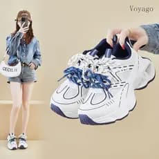 [Novo estilo moderno] Calçados esportivos casuais femininos de sola grossa malha aumentada respirável All-Match sapatos
