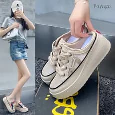 [Novo estilo moderno] Calçados esportivos casuais femininos de sola grossa malha aumentada respirável All-Match sapatos