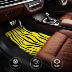 4 unidades, tapetes de carro Tapetes de carro com padrão de tigre amarelo Tapetes de carro universais, fáceis de limpar,