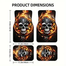 ((tapetes de carro) Tapetes de carro Flame Skull - Tapetes de carro antiderrapantes universais, proteção antiincrustante