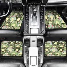 4 peças de tapetes de pés de carro com padrão de sapo de desenho animado, tapetes de carro, tapetes de carro, tapetes un