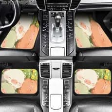 4 peças de tapetes de pés de carro com padrão de leitão de desenho animado, tapetes de carro, tapetes de carro, padrões