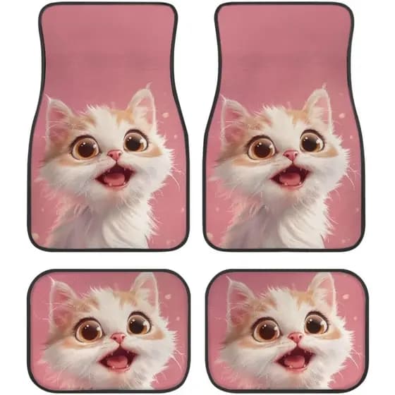 Conjunto de quatro peças de tapetes de carro com estampa de gato Tapetes de carro antipoeira Tapetes de carro antiderrap