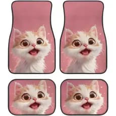Conjunto de quatro peças de tapetes de carro com estampa de gato Tapetes de carro antipoeira Tapetes de carro antiderrap
