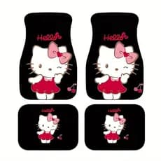4 peças de tapetes de pés de carro impressos Hello Kitty Sanrio, tapetes de carro de Material durável antiderrapante, ad