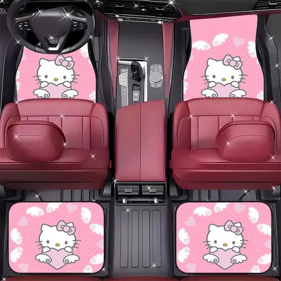 Tapete para pés de carro estampado Sanrio Hello Kitty Conjunto de 4 peças - Tapete Universal para pés de carro Four Seas