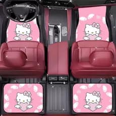 Tapete para pés de carro estampado Sanrio Hello Kitty Conjunto de 4 peças - Tapete Universal para pés de carro Four Seas