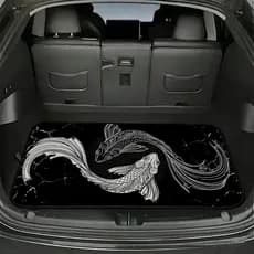 Conjunto de 1 peça de tapete de porta-malas de carro, plano 2D, tapete de porta-malas de carro preto de carpa minimalist