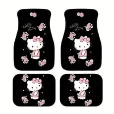 4 peças de tapetes de pés de carro impressos Hello Kitty Sanrio, tapetes de carro de Material durável antiderrapante, ad