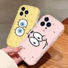 Capinha para iPhone 17/16/15/14/13/12 Pro Max Capa de celular transparente fofa do Patrick Estrela e do Bob Esponja