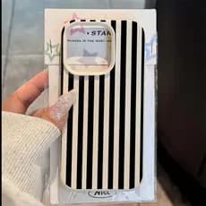Capinha para iPhone 17/16/15/14/13/12 Pro Max Capa de celular minimalista listrada e colorida para casal no Instagram